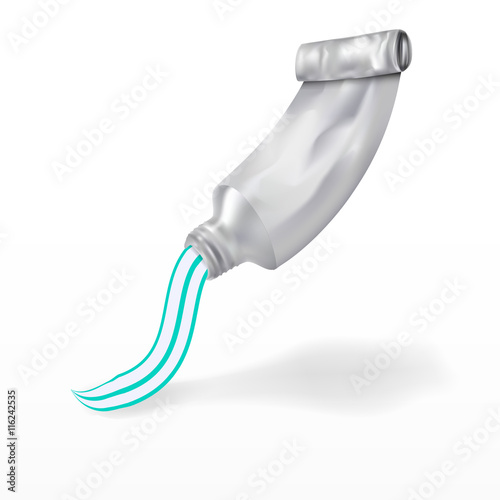 toothpaste tube with blue paste
