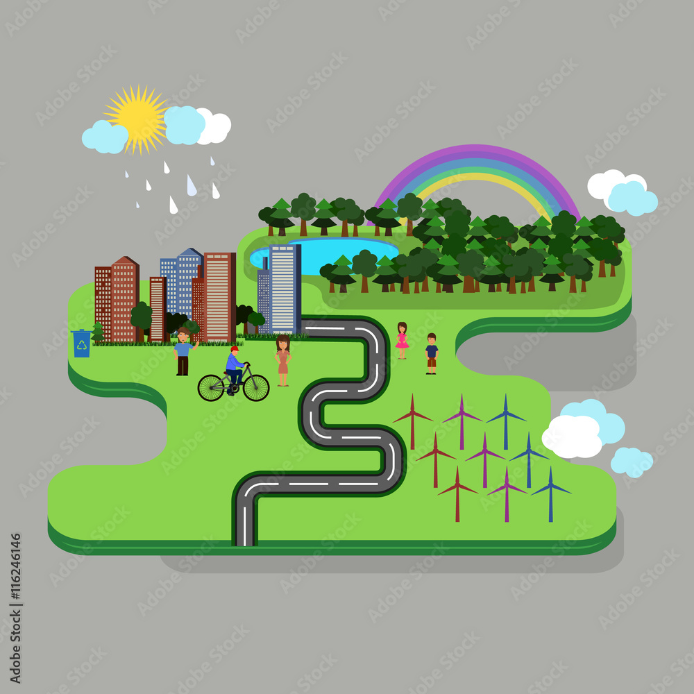 Fototapeta premium Vector illustration of a green planet
