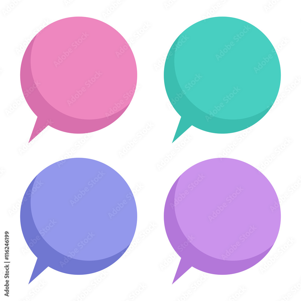 Colorful flat design empty speech bubbles set, collection isolated on white background. Colorful flat design empty speech bubbles set, collection isolated on white background.