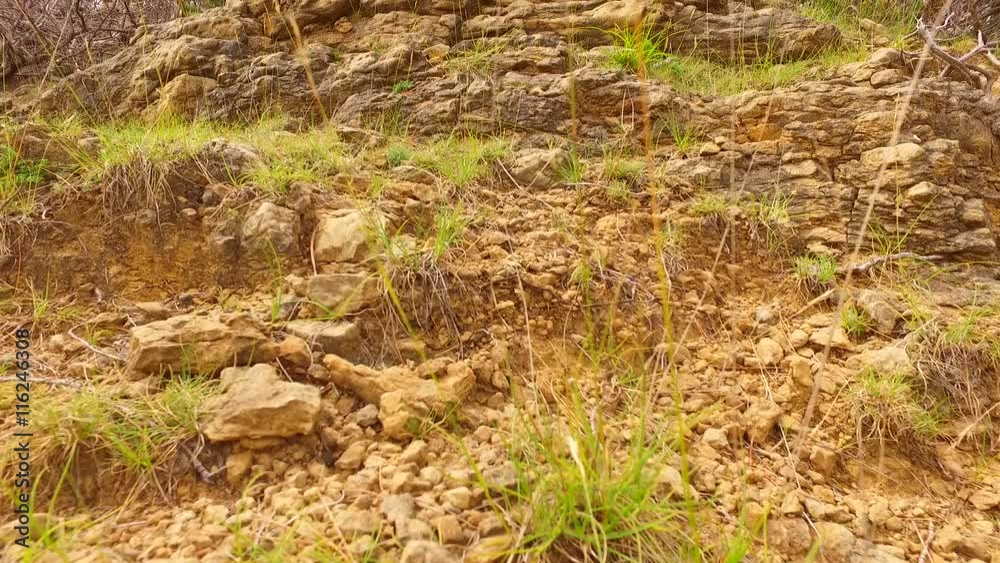 Walking down on a dangerous path, civered with sharp rocks. Walking down on a dangerous path, civered with sharp rocks.