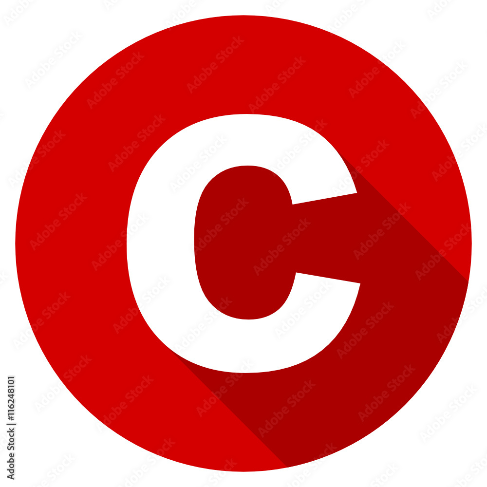 Flat design red round copyright vector icon Flat design red round copyright vector icon