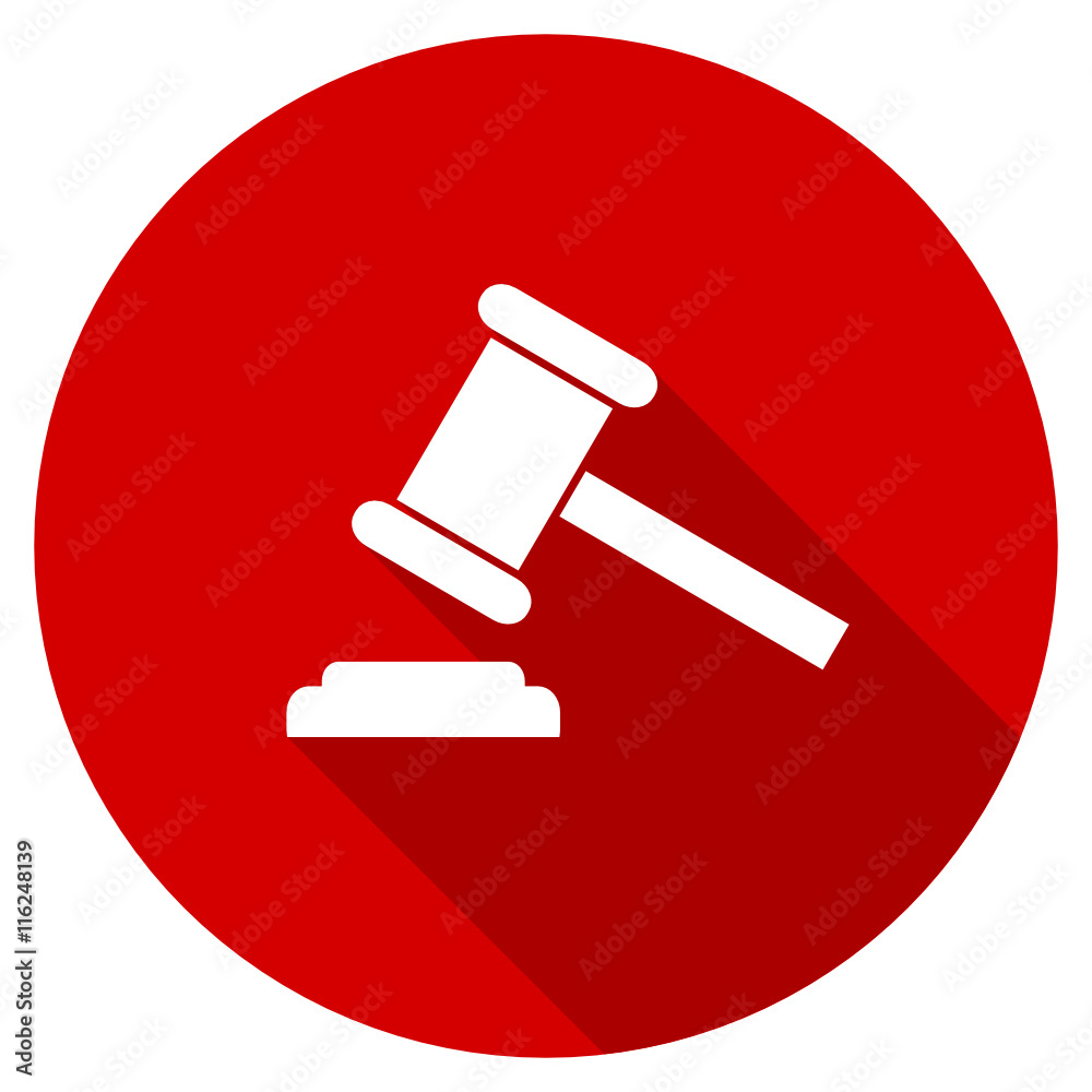 Flat design round red web auction vector icon Flat design round red web auction vector icon