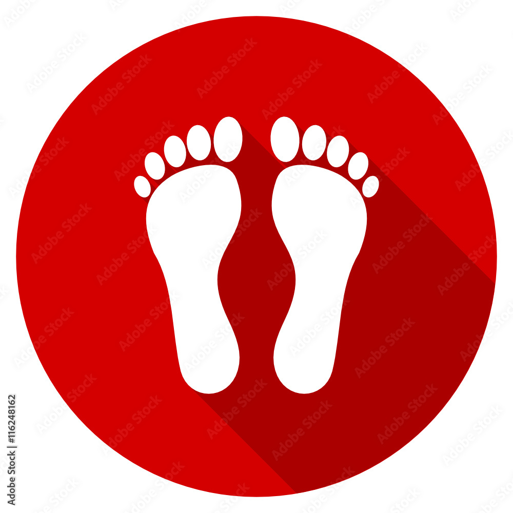 Flat design round red web footprint vector icon Flat design round red web footprint vector icon