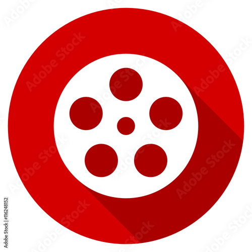 Flat design round red web movie vector icon