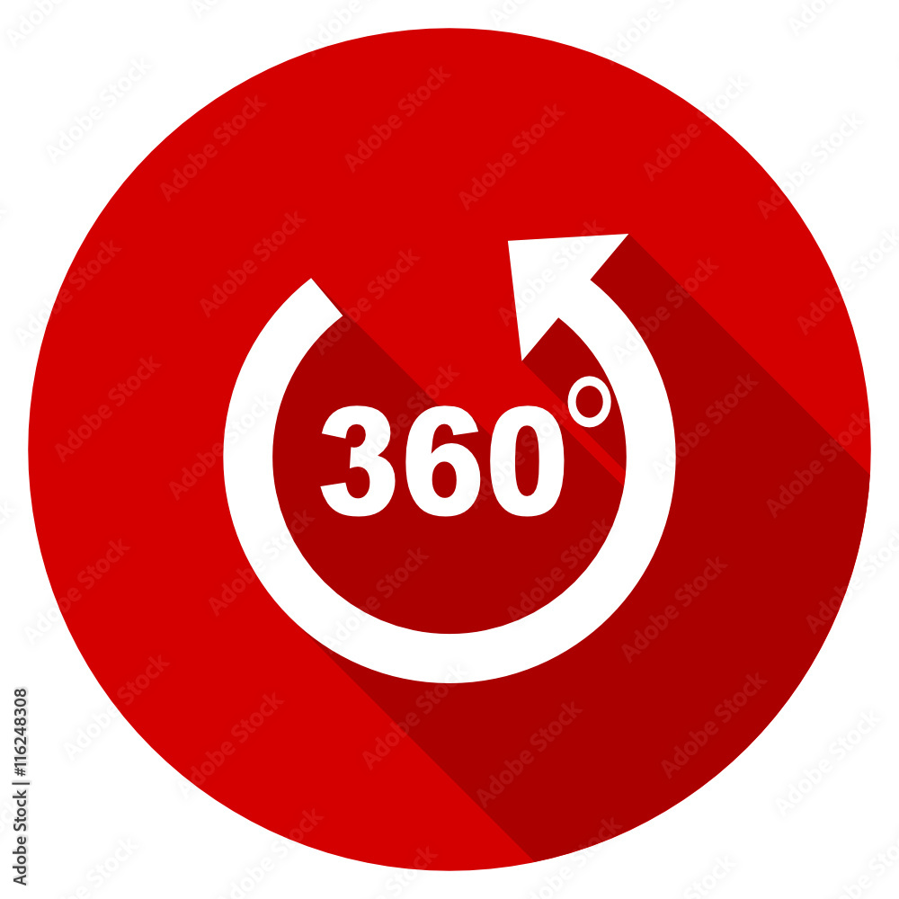Flat design red round panorama vector icon Flat design red round panorama vector icon
