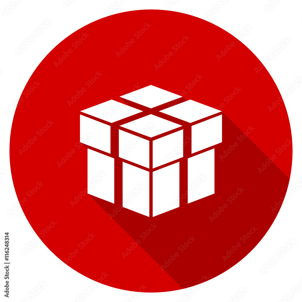 Flat design red round box vector icon