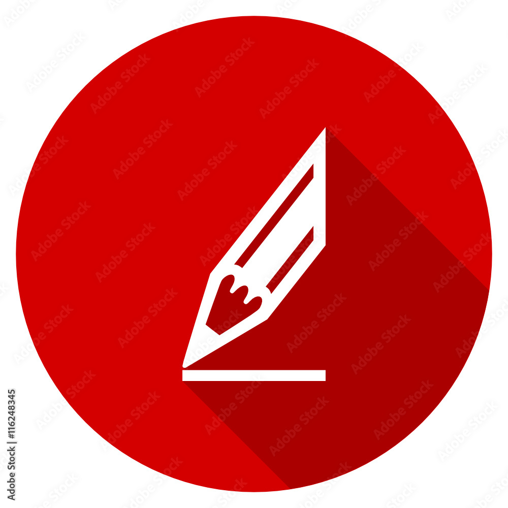 Flat design red round web crayon vector icon Flat design red round web crayon vector icon