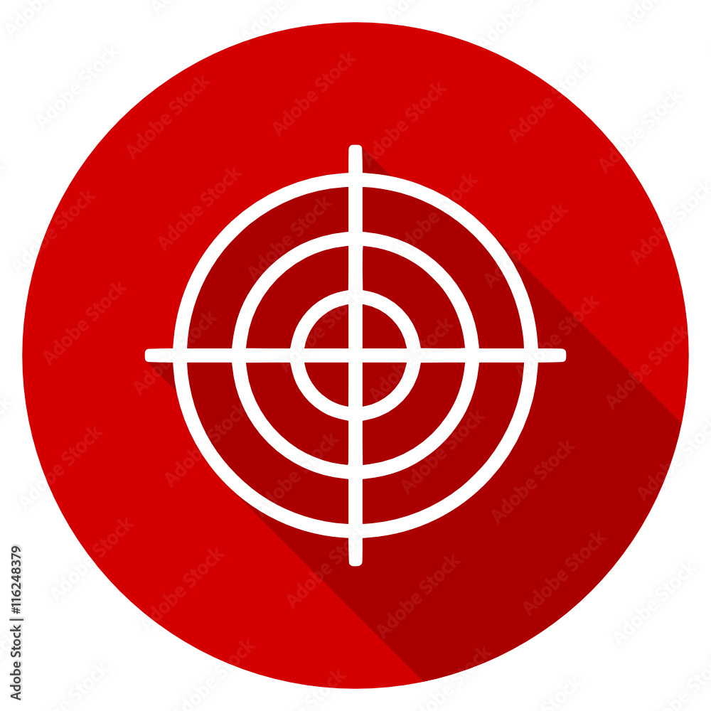 Flat design red round web target vector icon Flat design red round web target vector icon