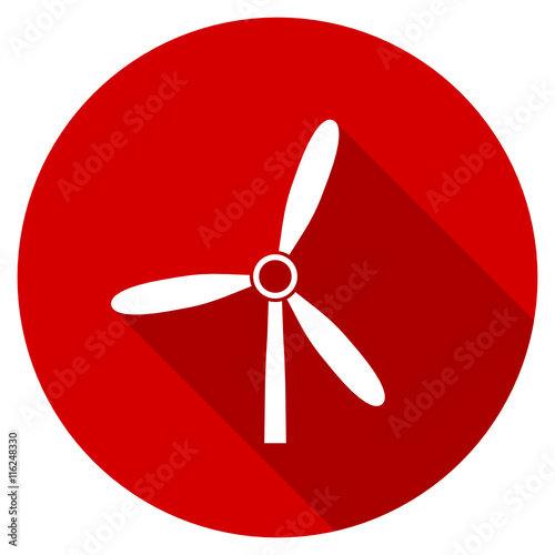 Flat design round red web windmill vector icon