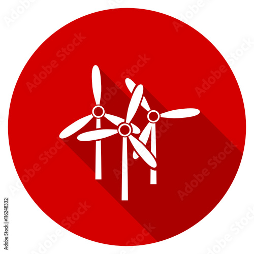Flat design red round web windmill vector icon