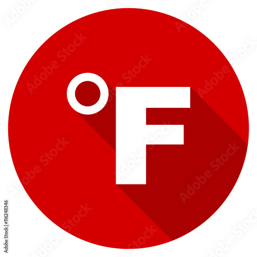 Flat design red round web thermometer vector icon photo