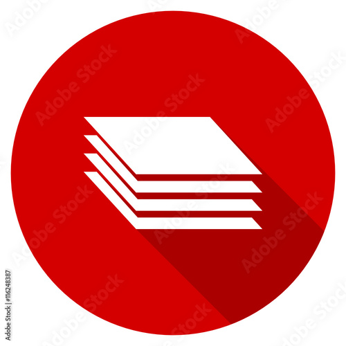 Flat design red round web layers vector icon