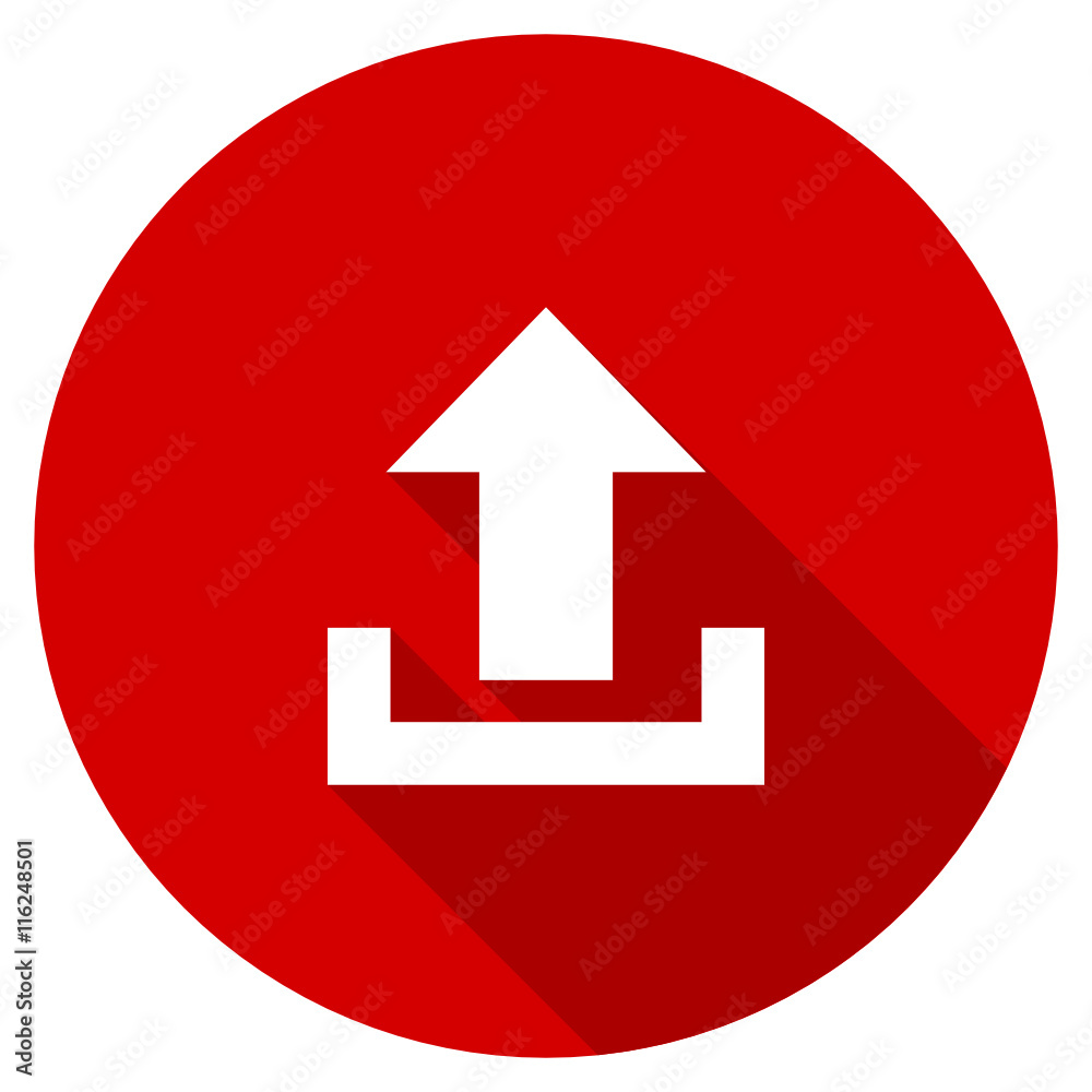 Flat design vector web upload red icon Flat design vector web upload red icon