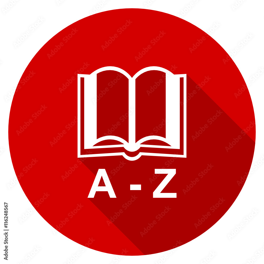 Flat design round red web dictionary vector icon