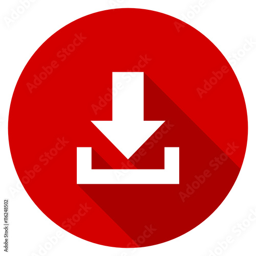 Flat design vector web download red icon