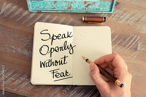 Handwritten text Speak Openly Without Fear