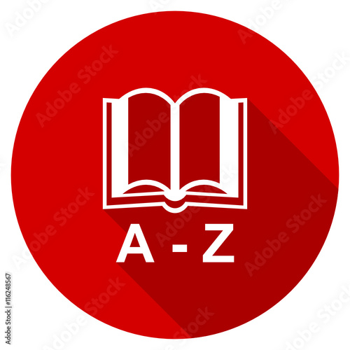 Flat design round red web dictionary vector icon