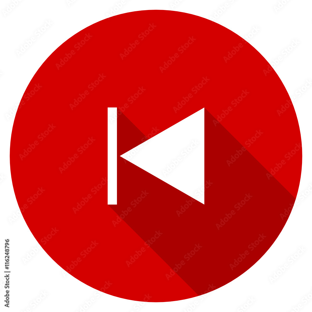 Flat design red round back vector icon Flat design red round back vector icon