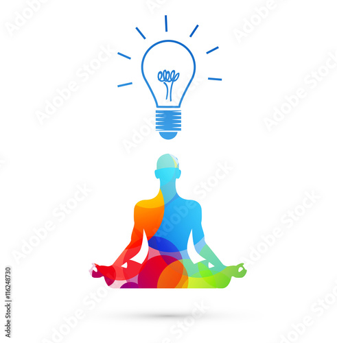 meditazione, ispirazione, lampadina, idea, creatività