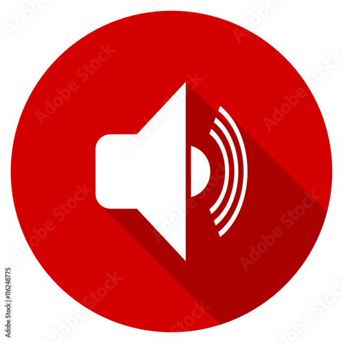 Flat design red round audio vector icon