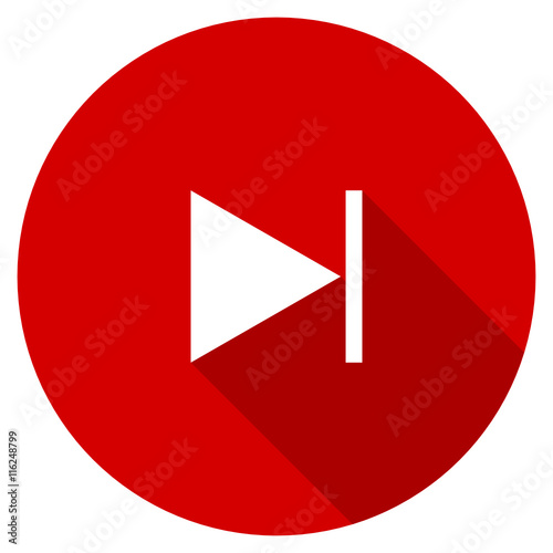 Flat design red round next vector icon