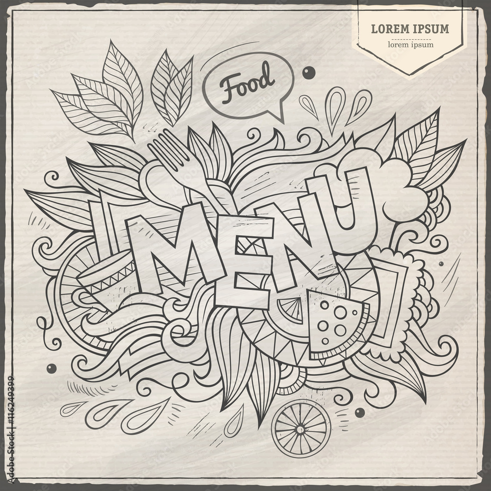 Obraz premium Menu hand lettering and doodles elements