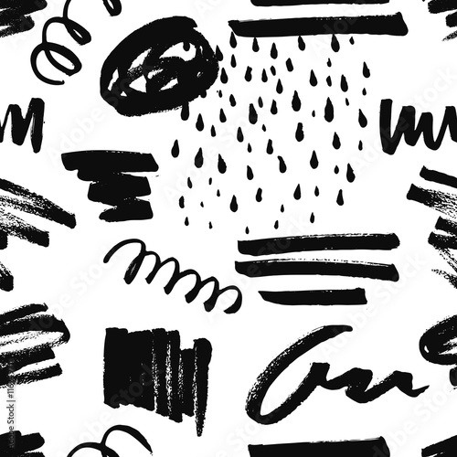 Abstract seamless pattern with handdrawn shapes