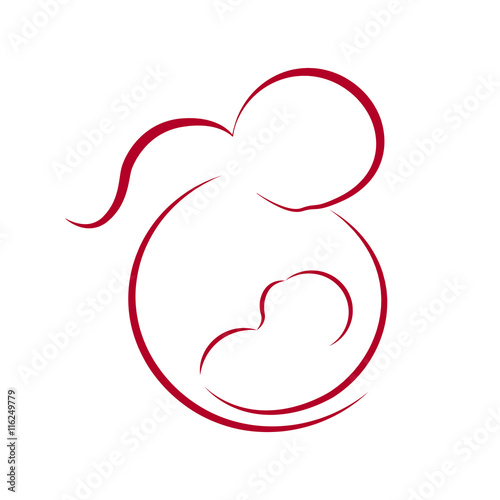 Stylized image of woman breastfeeding baby.
