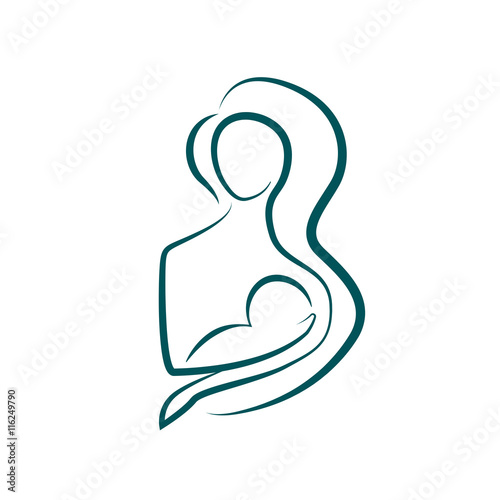 Stylized image of woman breastfeeding baby.