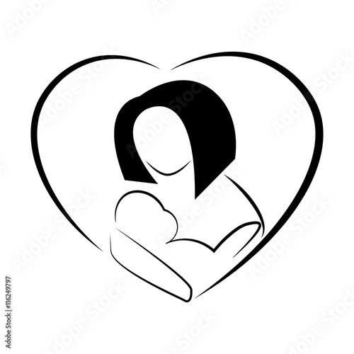 Stylized image of woman breastfeeding baby.