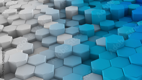 White blue extruded hexagon...