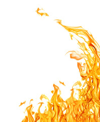 dark yellow flame corner isolated on white