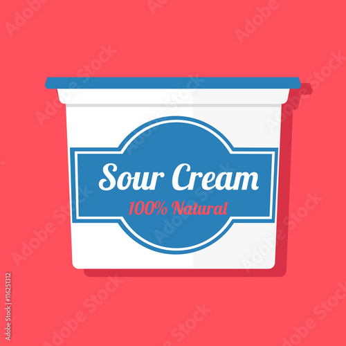 Vector illustration of a jar with sour cream