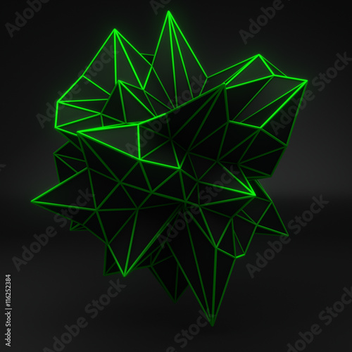 Green glow polygonal 3D sha...