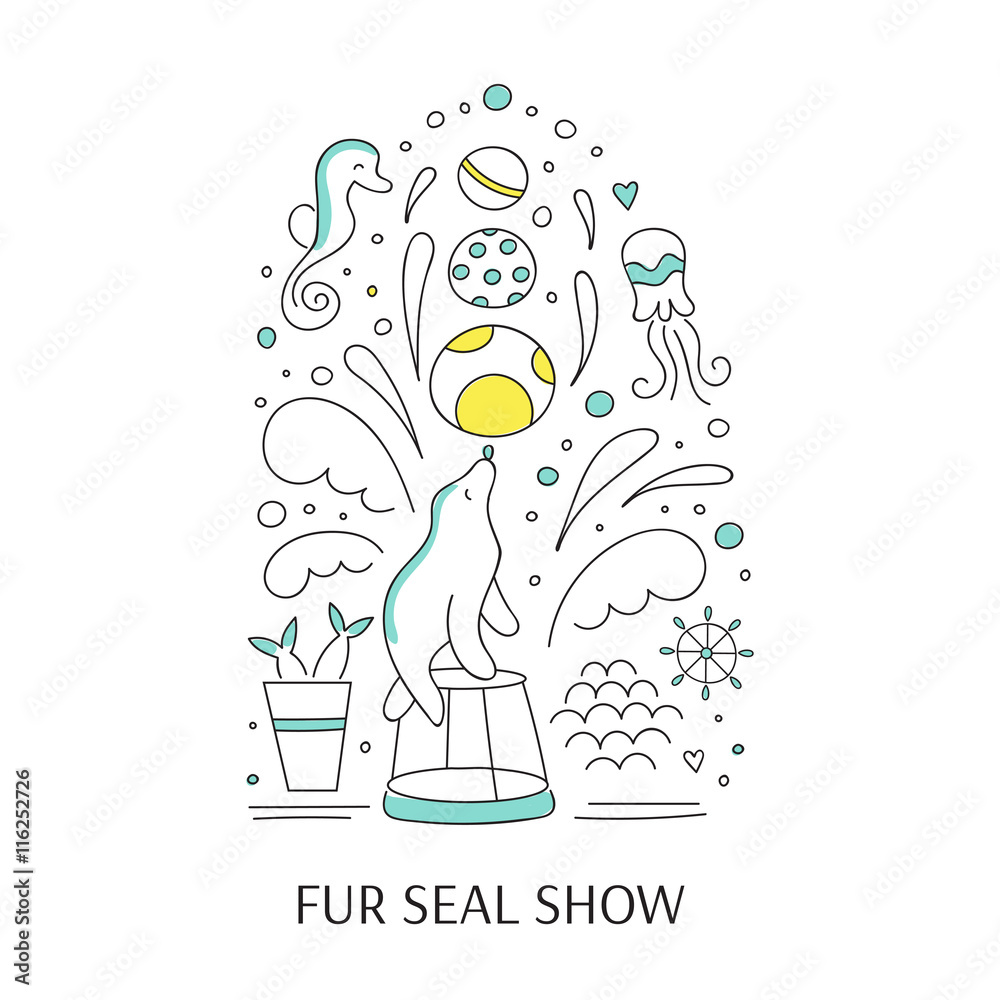 Fototapeta premium Fur seal show banner