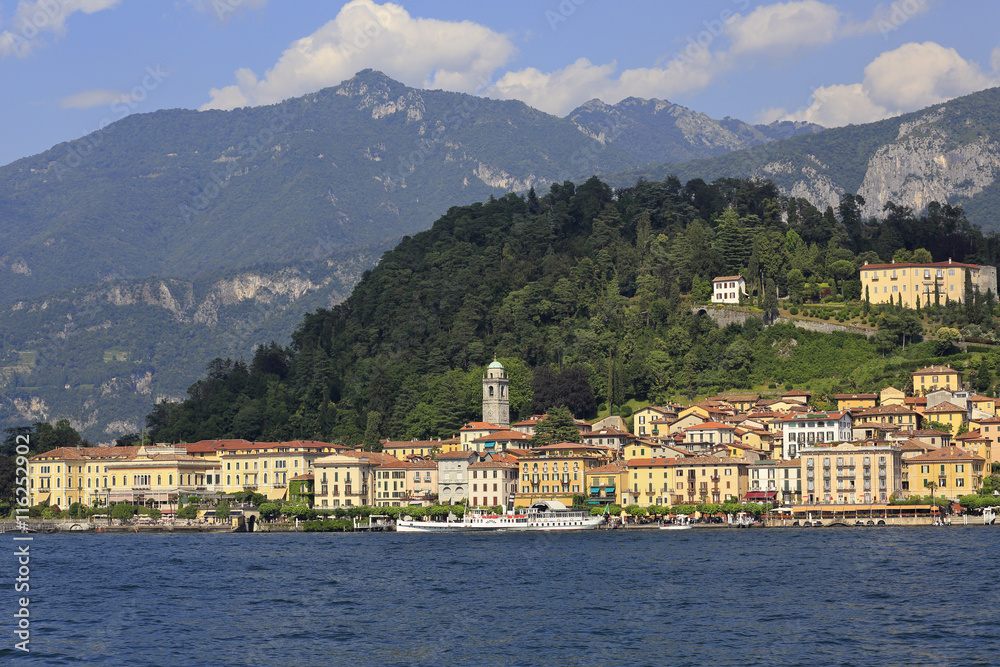 View on coast line of Bellagio village on Lake Como, Italy