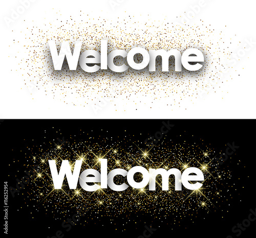 Welcome paper banner.