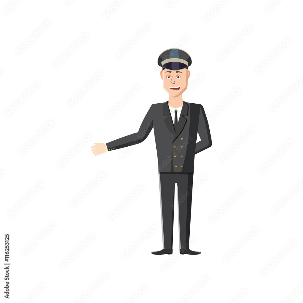 Chauffeur icon in cartoon style on a white background Chauffeur icon in cartoon style on a white background