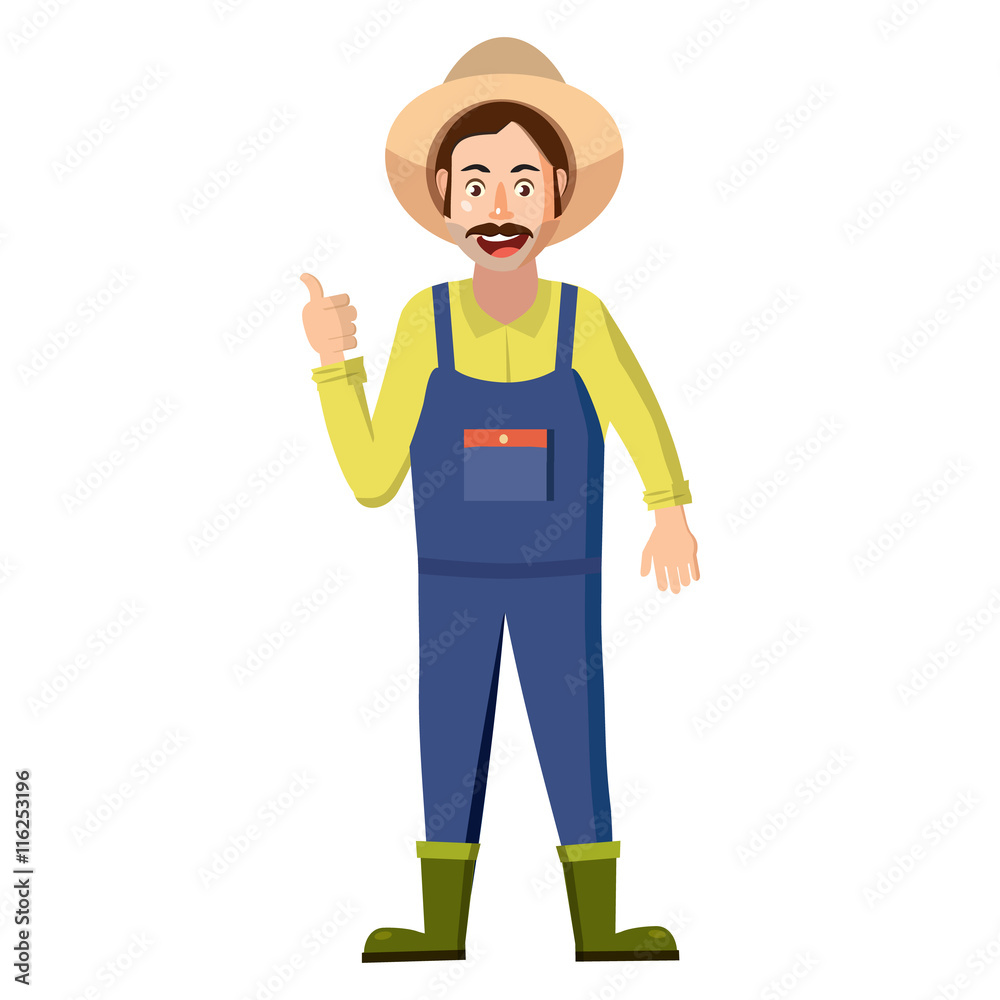 Farmer icon in cartoon style on a white background