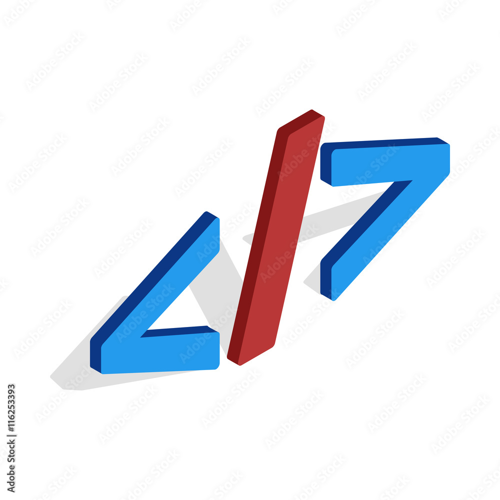 Greater than less than icon in isometric 3d style on a white background Greater than less than icon in isometric 3d style on a white background