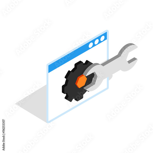 Computer repair icon in isometric 3d style on a white background