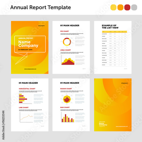 Modern annual report template with cover design and infographic