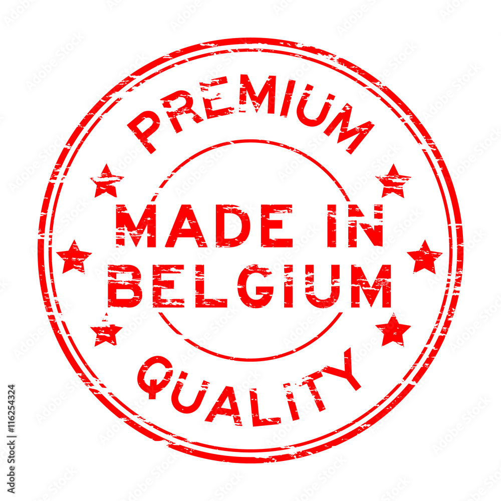 Grunge red premium quality and made in Belgium stamp Grunge red premium quality and made in Belgium stamp