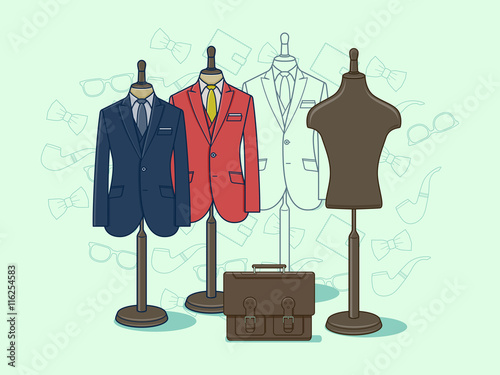 Mannequin for clothes. Fashion clothing on dummy for retail, vector illustration