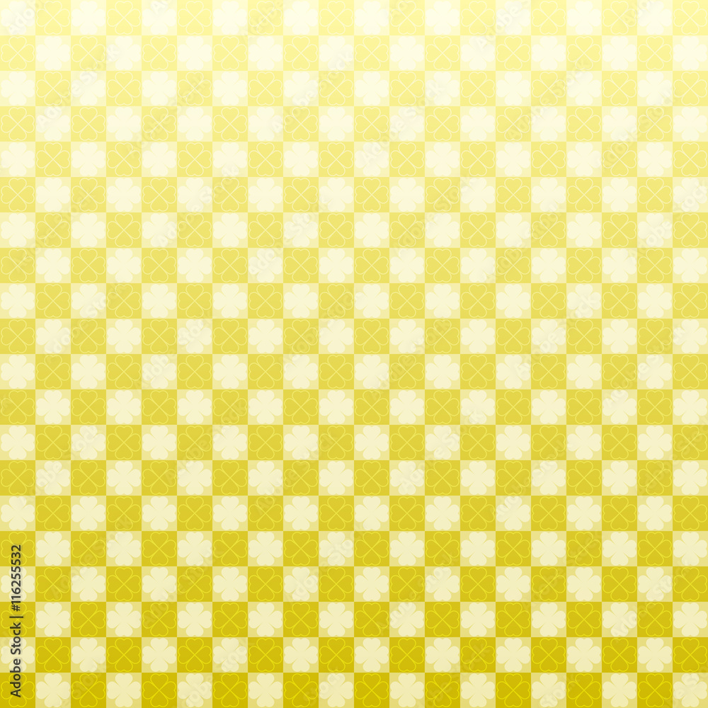 金色 四葉 クローバー 市松模様 パターン 背景 Stock Vector Adobe Stock