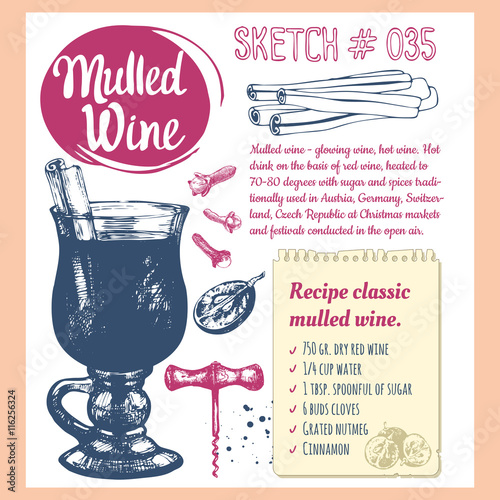 Food sketchbook with sketch mulled wine.