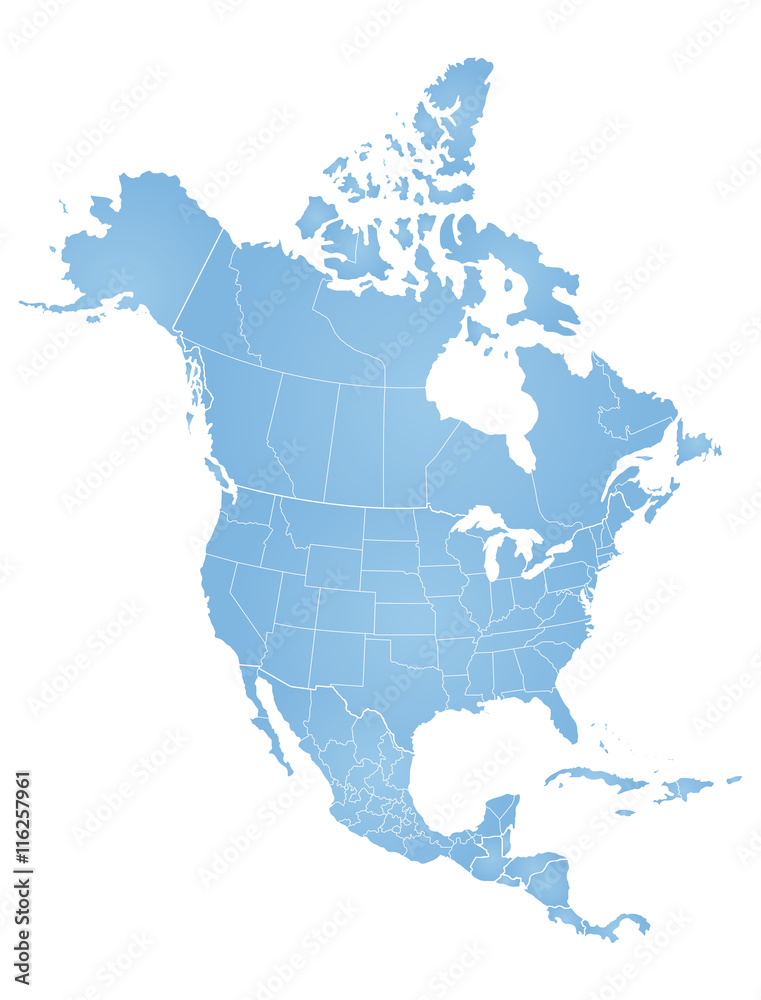 Naklejka Mapa Ameryki Północnej
