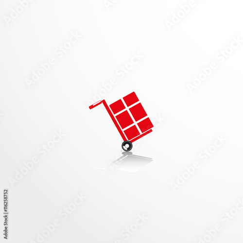 Trolley for transporting goods. Vector icon.