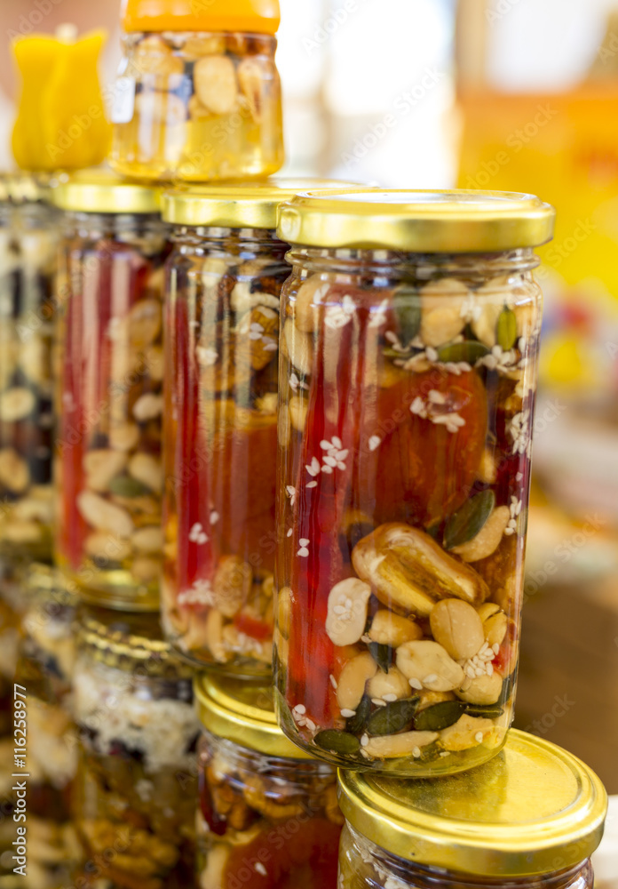 Honey with dried fruits and nuts Honey with dried fruits and nuts