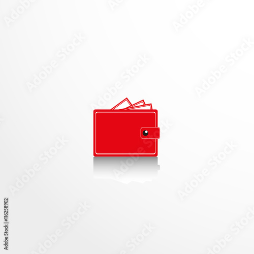Wallet with money. Vector icon.